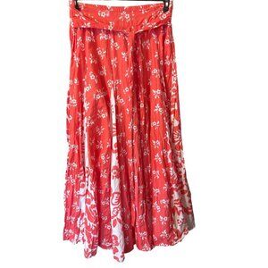 Womens Soft Surroundings Tall Med Cotton Skirt Lined Elastic Waist Zipper Coral